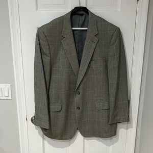 Jos. A. Bank Brown & Gray Windowpane Sport Coat with Subtle Check 48R